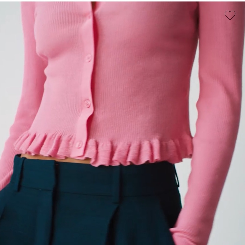 J.Crew ruffle trim cotton gauze cardigan pink sherbet size large NWT - Picture 9 of 10